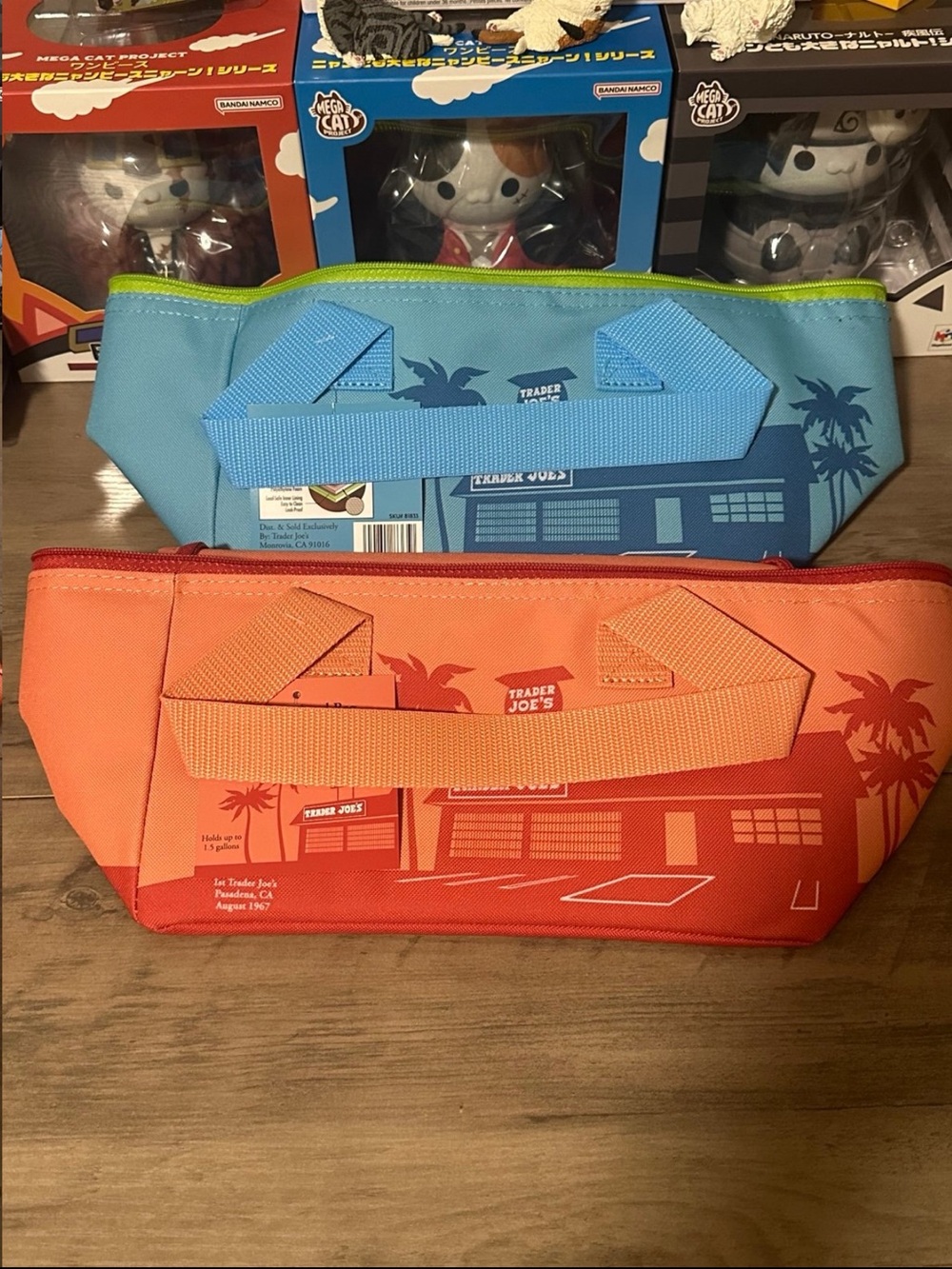 Trader Joes Viral Insulated Mini Cooler Bag Set Orange / Peach and Blue